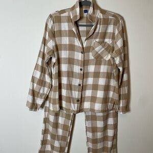 Plaid Button-Up Pajama Set
